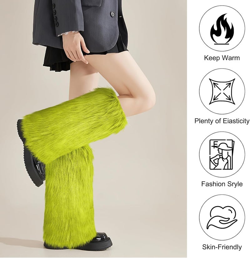 XEPST Faux Fur Fuzzy Leg Warmers Furry Boot Covers for Women, Warm Fuzzy Boot Cuff Boot Sleeves Leg Warmers for Party Costume - Image 3